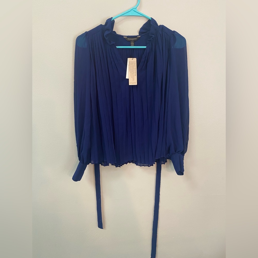 Banana Republic Blue Pleated Blouse